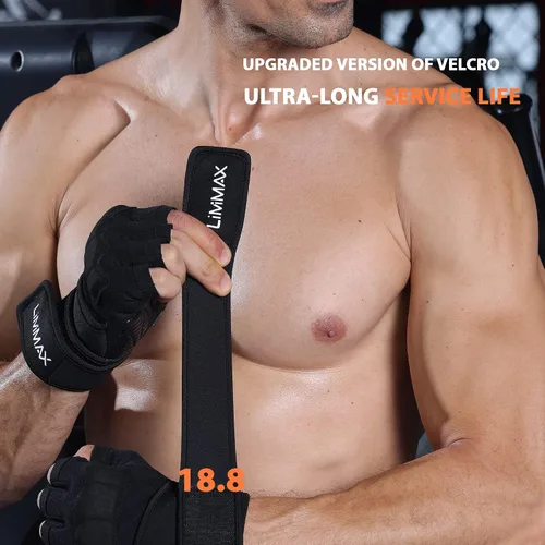 Miniatura 4 de Guantes de entrenamiento para hombres y mujeres, guantes acolchados para levantamiento de pesas en el gimnasio con soporte para muñeca, protección
