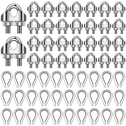 Miniatura 8 de Kit de abrazaderas de cable de alambre de 1/8 pulgadas M3, kit trenzado de metal de acero inoxidable para aparejo de alambre de 1/8 pulgadas