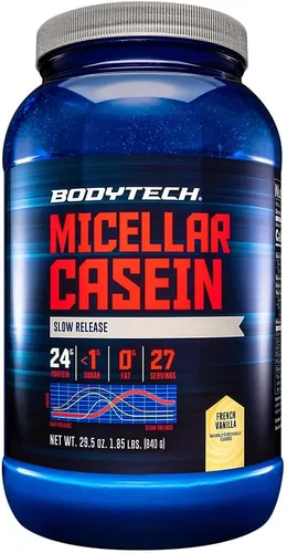 Miniatura 6 de BodyTech Proteína de caseína micelar en polvo, liberación lenta para recuperación muscular durante la noche, 0.85 oz de proteína por porción