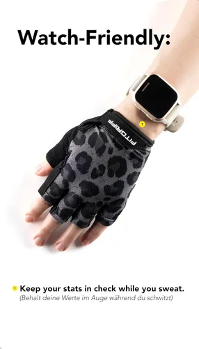 Miniatura 6 de Fitgriff® Guantes de entrenamiento (acolchados) para hombres y mujeres, guantes de gimnasio sin dedos para levantamiento de pesas, entrenamiento