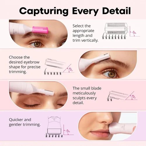 Miniatura 4 de VG VOGCREST Cortador de cejas y removedor de vello facial para mujer, 2 en 1, cuchillas giratorias dobles, seguro, sin dolor, hipoalergénico