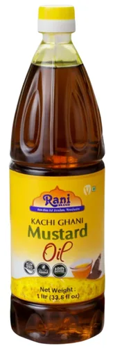 Aceite de mostaza Rani (Kachi Ghani) 33.8 onzas (1 litro) sin OMG | Sin gluten | Vegano | 100% natural | Kosher