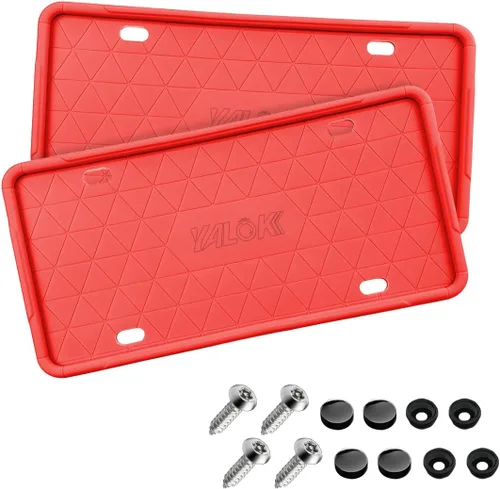 Miniatura 7 de YALOK Marco de matrícula de silicona con agujeros de drenaje, soporte universal para matrícula de coche de EE. UU. Accesorios para coche resistentes
