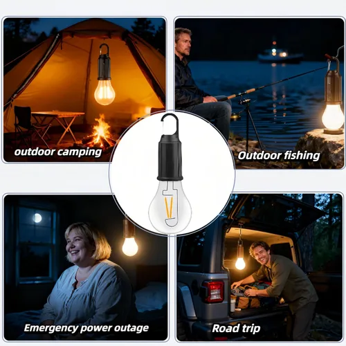 Miniatura 7 de Linterna LED portátil para campamento, gancho para colgar en cualquier lugar, recargable USB-C, 3 modos de brillo, resistente al agua
