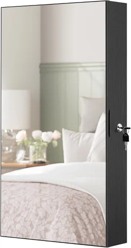Miniatura 9 de SONGMICS Armario de joyería con espejo con luces LED integradas, organizador de almacenamiento de joyas montado en la pared o en la puerta, 3.8 x