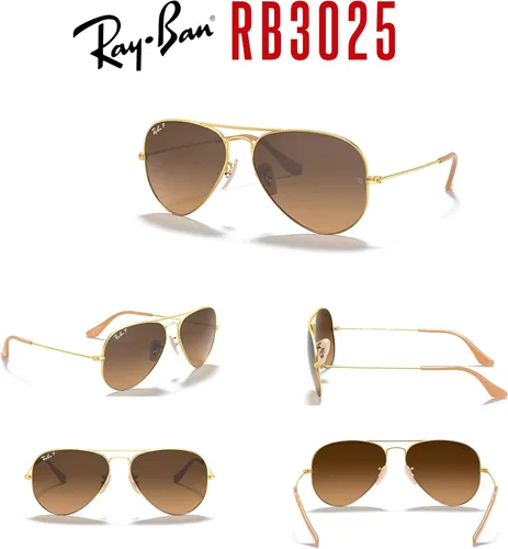 Miniatura 53 de Ray-Ban RB3025 - Lentes de sol de aviador de metal para hombre y mujer + paquete con kit de cuidado de gafas iWear de diseñador