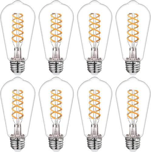 Miniatura 13 de Paquete de 6 bombillas Edison ST19 ST58, bombillas LED vintage, blanco suave de 2700 K, bombilla de filamento LED en espiral flexible antiguo