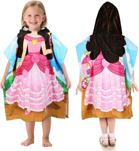 Miniatura 10 de Tirrinia Toalla de poncho de sirena para niños, toallas con capucha para niñas de 2 a 7 años, regalo de 24 x 52 pulgadas, 100% algodón