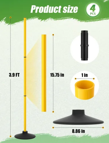 Miniatura 6 de GHB Postes de Agilidad Paquete de 4 de 50" Postes de Entrenamiento de Fútbol Deportivo, Equipo de Entrenamiento de Velocidad Desmontable Accesorios