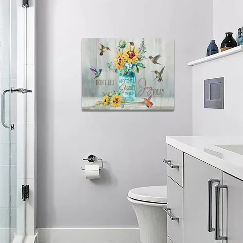 Miniatura 3 de Bulldog Leather Works Lienzo decorativo abstracto de colibrí y girasol, con citas inspiradoras, póster de flores de granja, decoración moderna