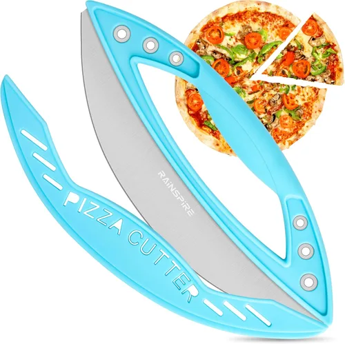 Miniatura 10 de Rainspire Cortador de pizza de 12 pulgadas, hoja basculante de acero inoxidable para pizza con tapa, cuchillo de pizza de hoja afilada, apto