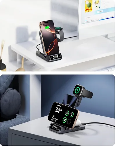 Miniatura 8 de Cargador inalámbrico para iPhone 17/16/15/14/13/12, estación de carga 3 en 1 para Apple Watch 11/10/9/8/7/6, Ultra 3/2, para AirPods Pro 3/Pro