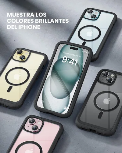 Miniatura 7 de Miracase - Funda magnética de cuerpo completo para iPhone 15, compatible con MagSafe, con protector de pantalla de vidrio templado 9H antihuellas