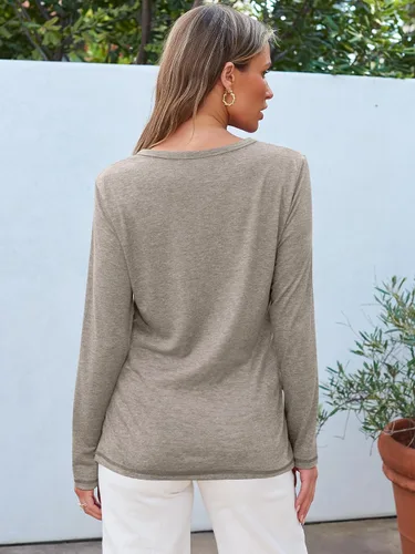 Miniatura 33 de SUNBS Paquete de 3 camisas de manga larga para mujer, ajuste holgado, ropa de otoño, ropa de moda 2025, camisetas básicas de entrenamiento, trajes
