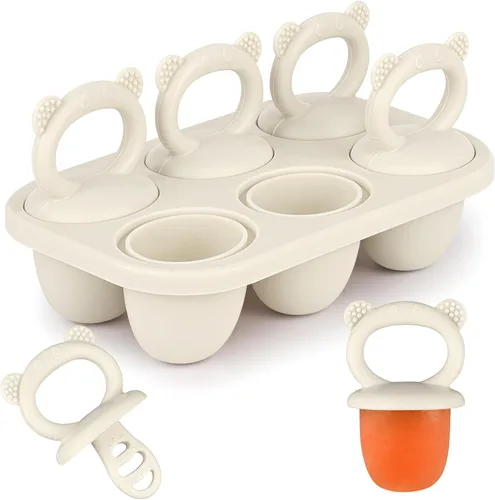 Miniatura 12 de Sakolla Moldes de silicona para paletas de bebé con 6 cavidades, moldes para paletas de leche materna para aliviar la dentición, molde de paletas