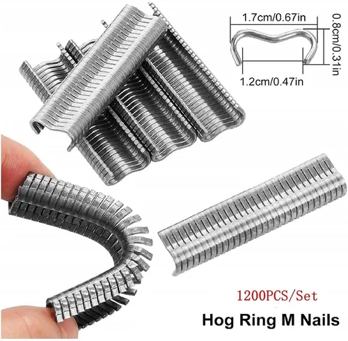 Miniatura 5 de Alicates de anillo de uñas tipo M, juego de alicates de anillo de acero inoxidable con 1200 piezas de clavos de acero galvanizado, kit de alicates