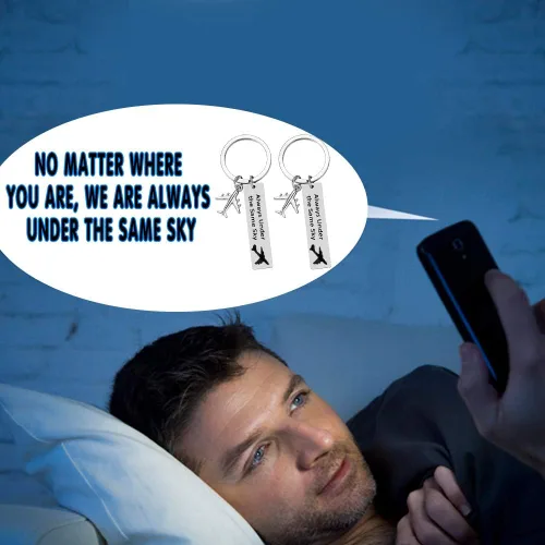 Miniatura 5 de Regalos para relaciones de larga distancia, llaveros para parejas, llavero de buen amigo, regalo de joyería con texto en inglés "Always Under the
