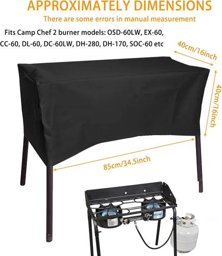 Miniatura 2 de Cubierta resistente para estufa de patio, cubierta de parrilla de 2 quemadores para exteriores para estufa Camp Chef de 2 quemadores EX60P, EX60LW