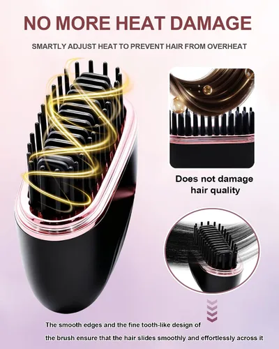 Miniatura 6 de Mini alisador de pelo, recargable, inalámbrico, portátil, alisador de pelo de 3 velocidades, temperatura de viaje, para mujeres, hogar y viajes