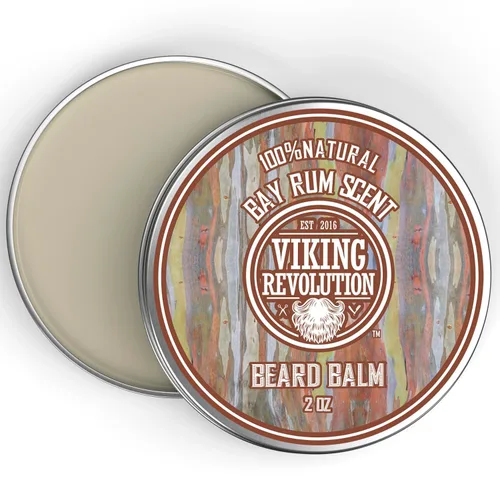 Miniatura 8 de Viking Revolution Bálsamo para barba de ron de bahía, mantequilla de barba con aceite de argán y aceite de jojoba, suavizante, hidratante y cera