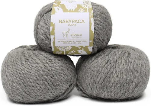 Miniatura 45 de Juego de 3 madejas 100% de lana de alpaca bebé, peso voluminoso, fabricadas en Perú, celestial suave y perfecto para tejer y tejer a ganchillo