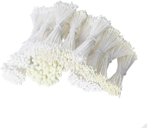 KALAIEN Estambres de flores, 16 paquetes, 1120 piezas de cabezas dobles hechas a mano, flores y estambres de polen de 2.4-2.6 pulgadas, pequeño