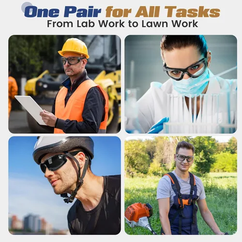 Miniatura 6 de Flaya Adjustable Foam Lined Safety Glasses ANSI Z87.1 Anti-Fog Mowing Goggles for Men & Women, UV400 Protection with Strap
