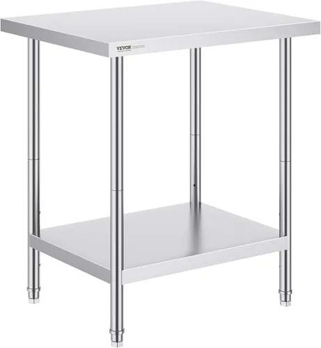 Miniatura 16 de VEVOR Mesa de preparación de acero inoxidable, 24 x 18 x 34 pulgadas, capacidad de carga de 640 libras, mesa de trabajo de metal resistente con 3