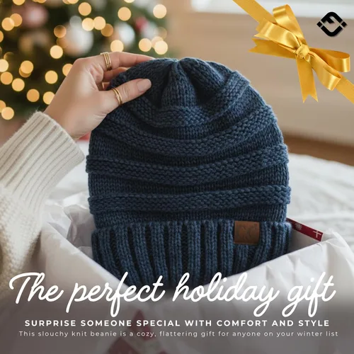Miniatura 217 de Funky Junque Gorro de moda de punto trenzado de talla extragrande, grueso, abrigado, suave y holgado