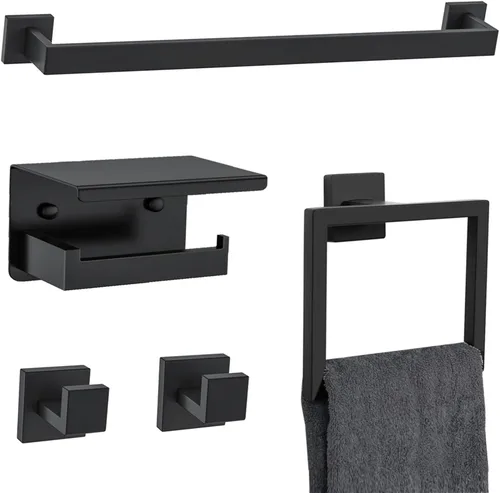 Miniatura 11 de Juego de accesorios de baño de 10 piezas en oro cepillado Juego de barra de toallas doradas, toallero/estante para baño, juego de accesorios de baño