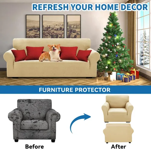 Miniatura 4 de XINEAGE Fundas elásticas nuevas para sillón 2025, 1 pieza, protector para silla de sala de estar, funda gruesa y suave con parte inferior elástica