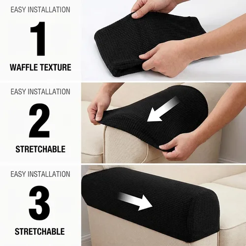 Miniatura 5 de RAINFLOW Fundas elásticas para reposabrazos para sofá, fundas de sofá reclinable, protector de muebles antideslizante para perros, gatos y niños
