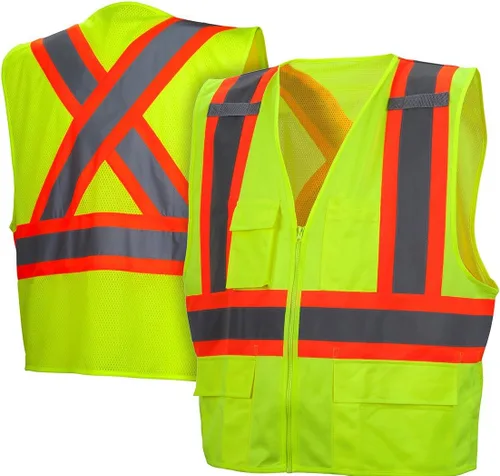 Miniatura 3 de Pyramex Safety RCZ2410XL RCZ24 Series Chaleco Hi-Vis Lime Chaleco con Cinta Reflejante en Contraste - Talla Extra Grande Amarillo