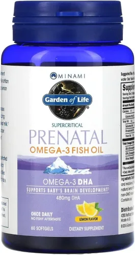 Miniatura 3 de Suplemento prenatal de Garden of Life con omega 3. Contiene 30 cápsulas de aceite natural de pescado Minami, MN0044, 1, 1