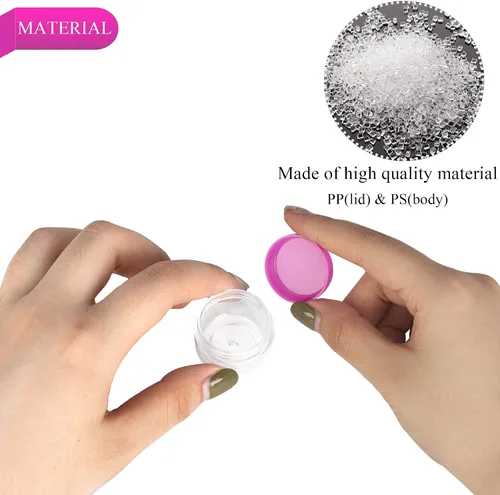 Miniatura 3 de 100 piezas de 5 gramos de envases de muestra, tarros vacíos de 5 ml con tapas, envases cosméticos pequeños, tarros de muestra mini con 8 piezas