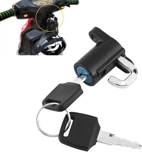 Miniatura 6 de Cerradura de casco de motocicleta, cerradura antirrobo de aleación de aluminio para casco con 2 llaves, gancho universal para casco
