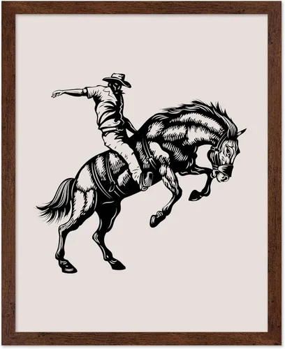Miniatura 56 de Poster Master Póster de Rodeo marrón – Estampado retro de vaquero sobre caballo – Arte de vaquero – Arte occidental – Arte del salvaje oeste