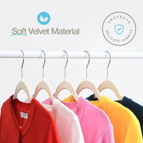 Miniatura 3 de Home-it - Perchas de terciopelo de alta calidad, paquete de 30 perchas antideslizantes para ropa de trajes, color marfil, para armario, chaqueta