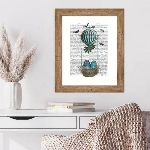 Miniatura 4 de Amanti Art Fab Funky - Póster enmarcado para pared, diseño de nido de globo de búho de 24 x 20 pulgadas, arte de pared de animales, decoración