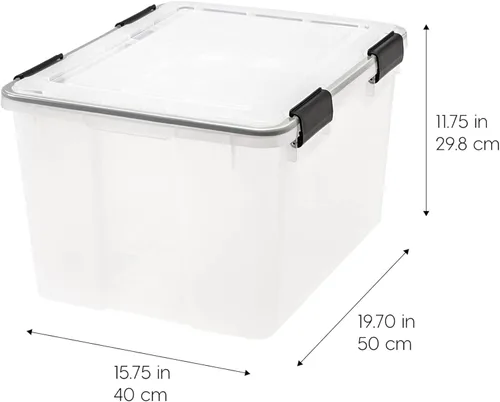 Miniatura 4 de IRIS USA - Contenedor organizador de plástico hermético para almacenamiento, 46.6 cuartos de capacidad, con tapa duradera, sello y hebillas