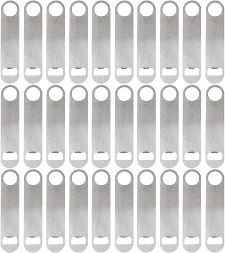 Miniatura 8 de 30 abridores de botellas planos de 3.5 x 1.18 pulgadas, abridor de botellas de cerveza de acero inoxidable negro, hoja de barra resistente, abridor