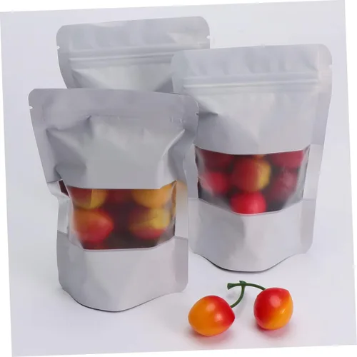 Miniatura 9 de 100 bolsas resellables con cremallera aluminizadas con soporte de ventana transparente, bolsa de almacenamiento para frutos secos, semillas de té