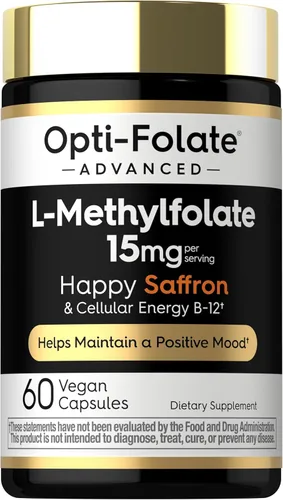 Carlyle L Metilfolato de 15 mg | 60 cápsulas | con metilo B12 y azafrán | Vegano, sin OMG, suplemento sin gluten | por Opti-Folate