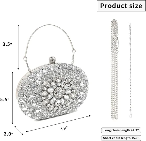 Miniatura 2 de Beaguful Bolsos de noche para mujer, bolsos de mano brillantes con diamantes de imitación