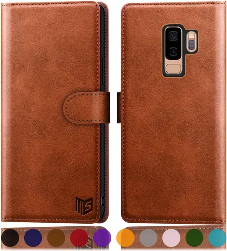 Miniatura 8 de SUANPOT Funda de piel tipo cartera para Samsung Galaxy S9+ / S9 Plus 6.2 (no S9 5.8") con bloqueo RFID, tarjetero de crédito, funda de poliuretano
