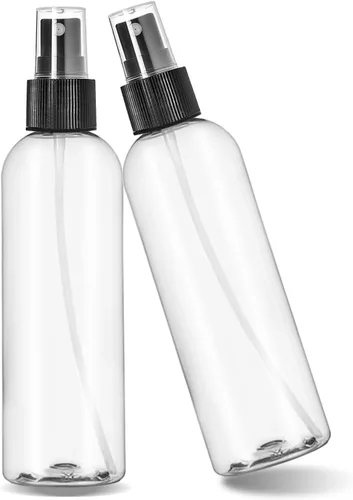 Miniatura 2 de ljdeals botellas de spray de plástico transparente de 8 oz, rociador de llovizna fina negro, botellas vacías recargables para aceites esenciales