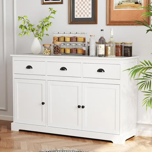Miniatura 8 de Giantex Aparador buffet para servidor de almacenamiento, mesa de consola para el hogar, cocina, comedor, muebles de entrada con 2 armarios y 3