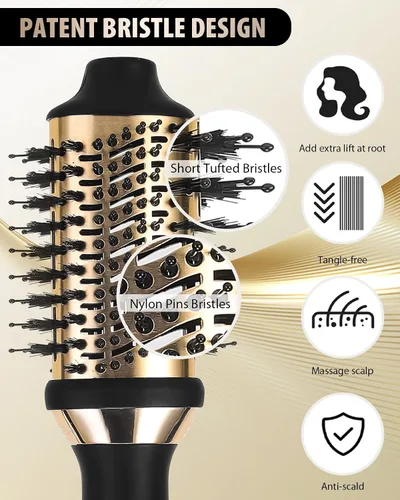 Miniatura 3 de Cepillo secador de pelo: Desmontable 4 en 1 con tecnología iónica, cepillo secador ovalado barril con tecnología iónica esponjoso, por debajo