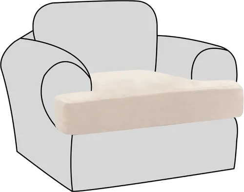Miniatura 25 de H.VERSAILTEX Fundas de terciopelo elástico para silla con cojín en forma de T para sala de estar, funda de sofá, funda de asiento con cojín