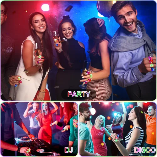 Miniatura 6 de Vinsot 72 anillos iluminados para fiestas rave, anillos de gelatina intermitentes LED que brillan en la oscuridad, luz de goma, regalo de fiesta